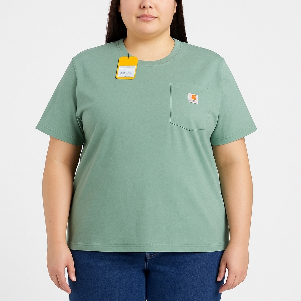 Carhartt Women’s Loose Fit Heavyweight Pocket T-Shirt – 1X (16W–18W), Green